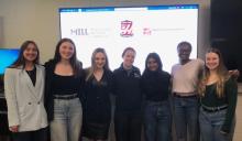 SWE members after final presentations for the Exploring Manufacturing Challenge.